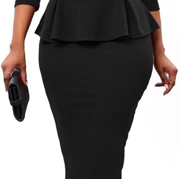 Women's Bodycon Pencil Dress Church Teacher Office Modest Business Wear to Work - Picture 5 of 6